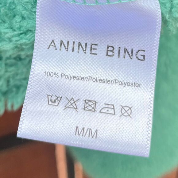 ANINE BING ❥ Sierra Green Sherpa Teddy Pullover half zip Sweatshirt M - Picture 8 of 10